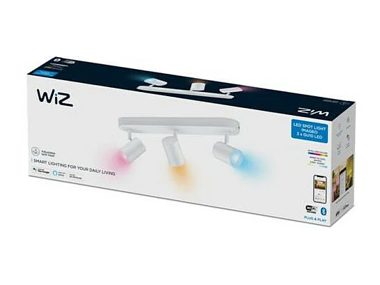 Plafonnier LED Dimmable RGB Smart WiFi+Bluetooth 4.9W Trois Spots WiZ Imageo Blanc