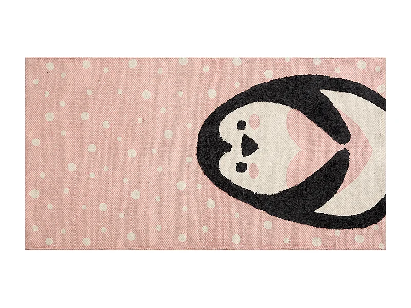 Kinderzimmer Teppich Baumwolle Penguin Aufdruck 80 x 150 cm Rosa Spielzimmer Pengkol