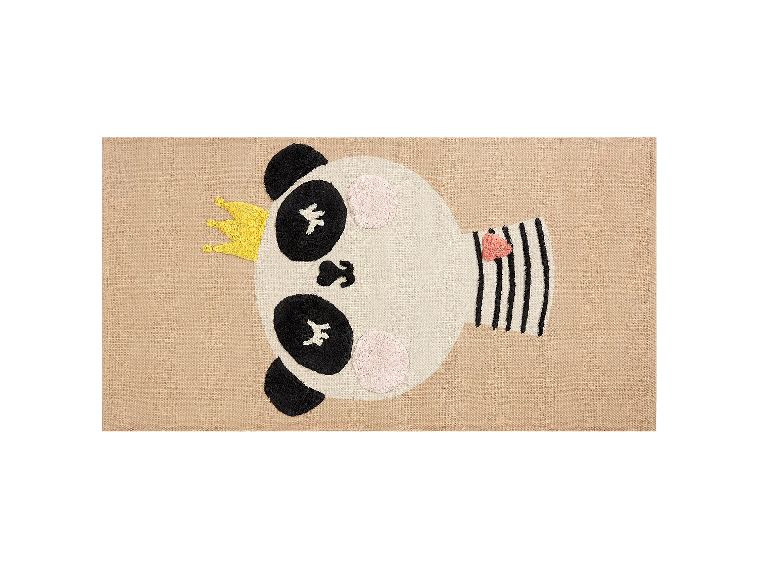 Alfombra de algodón beige motivo panda 80 x 150 cm BUNAN