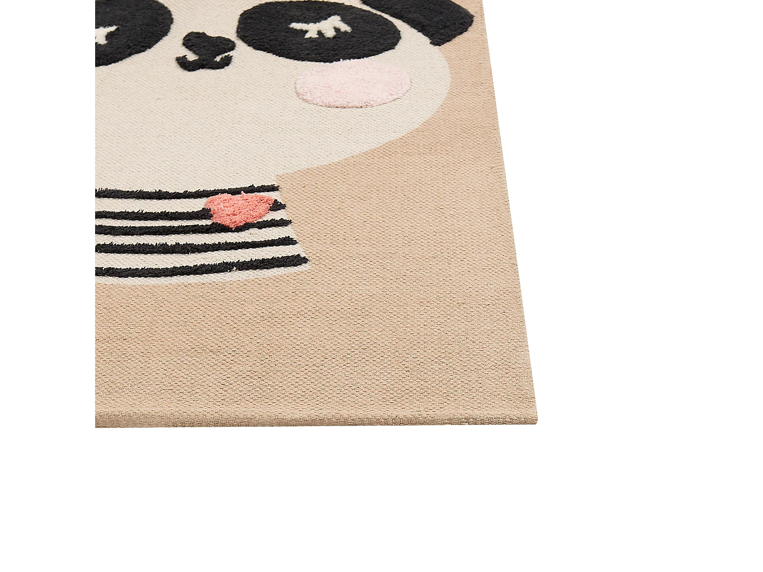 Alfombra de algodón beige motivo panda 80 x 150 cm BUNAN