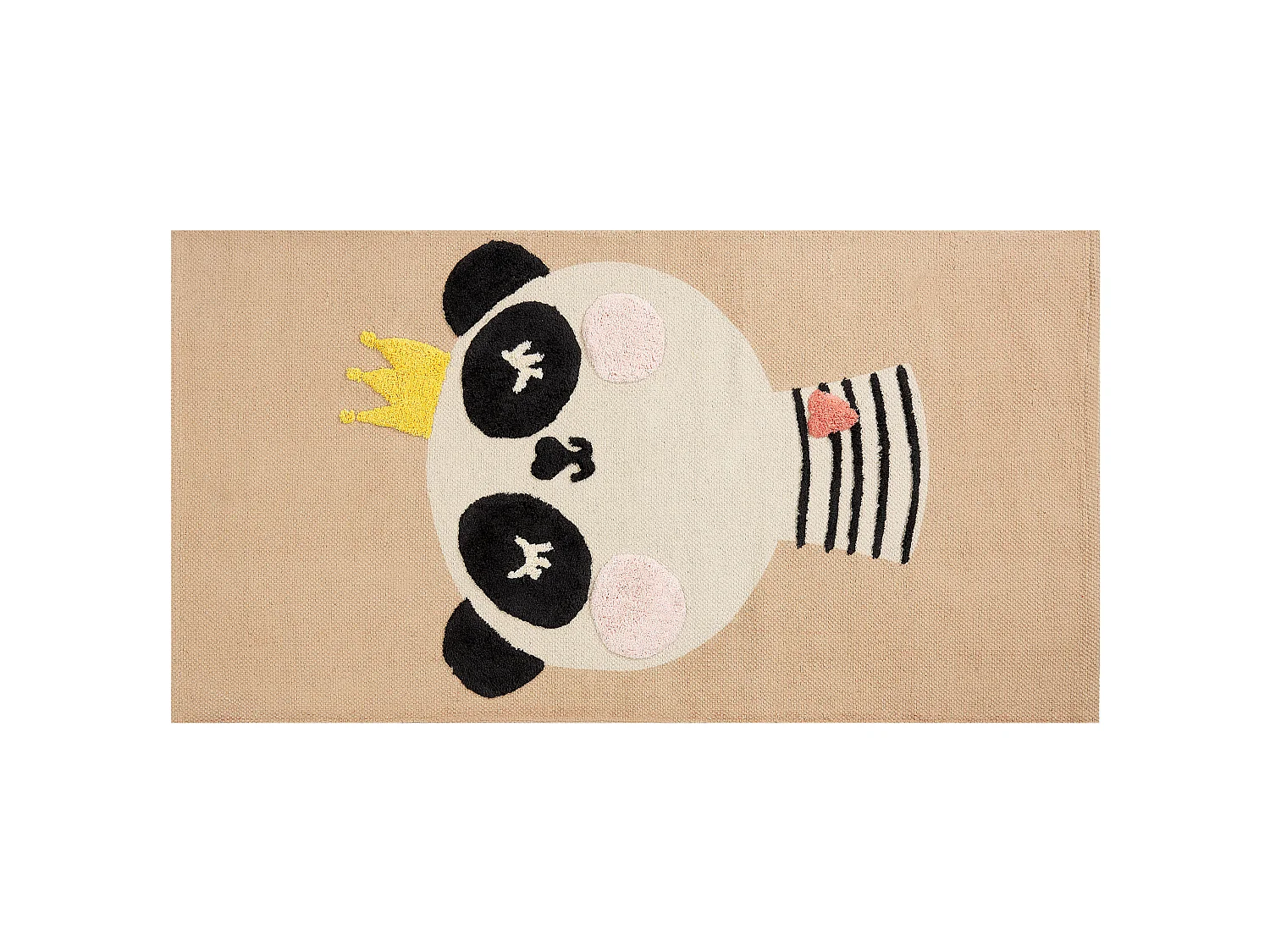 Dywan dziecięcy bawełniany motyw pandy 80 x 150 cm beżowy BUNAN