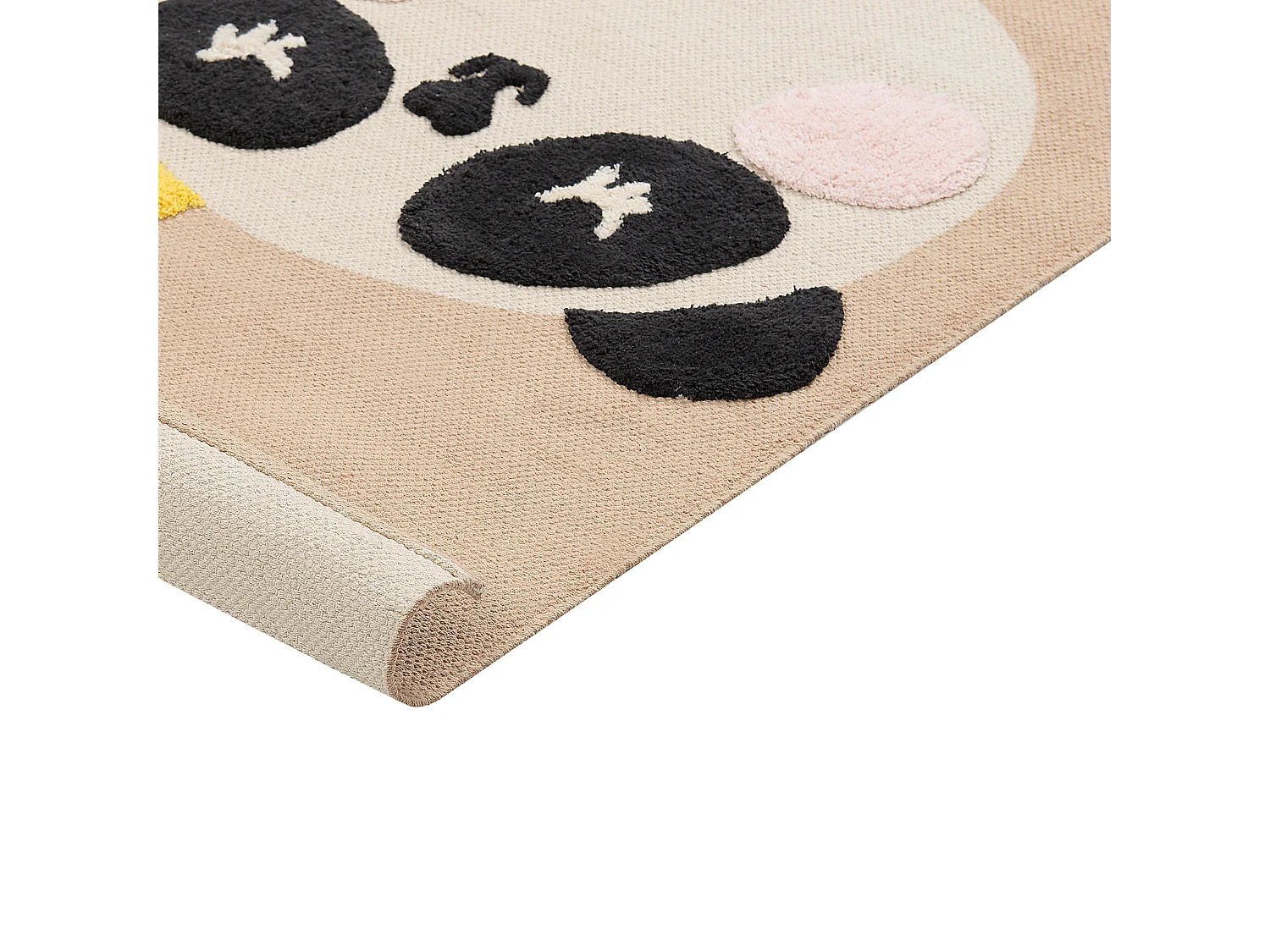 Dywan dziecięcy bawełniany motyw pandy 80 x 150 cm beżowy BUNAN
