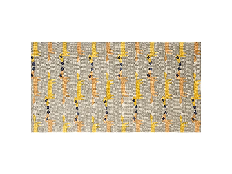 Kinderteppich aus Baumwolle mit Fuchsmuster 80 x 150 cm Grau Spielzimmer Bankgo