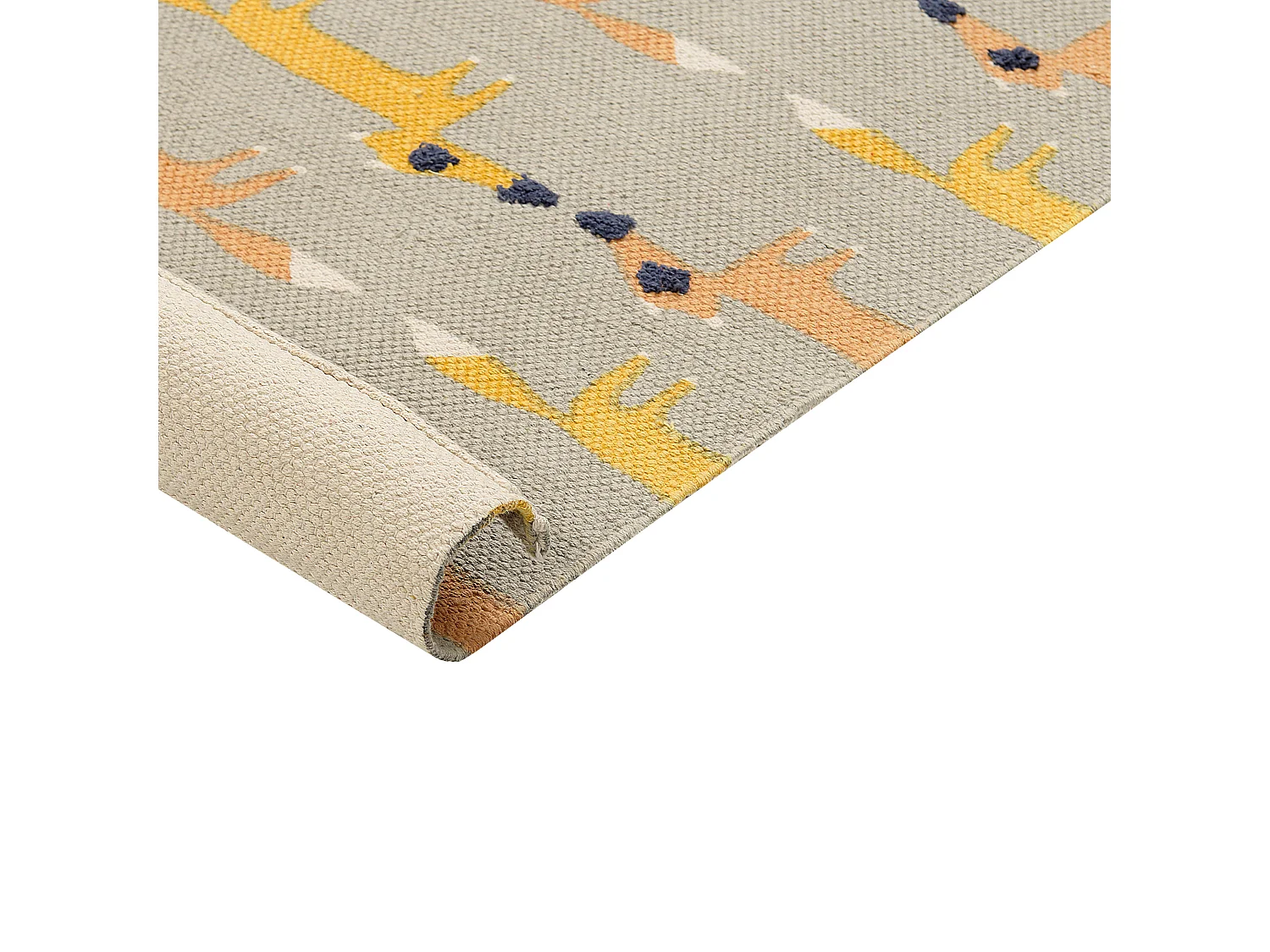 Kinderteppich Baumwolle grau 80 x 150 cm Fuchsmuster Kurzflor BANKGO