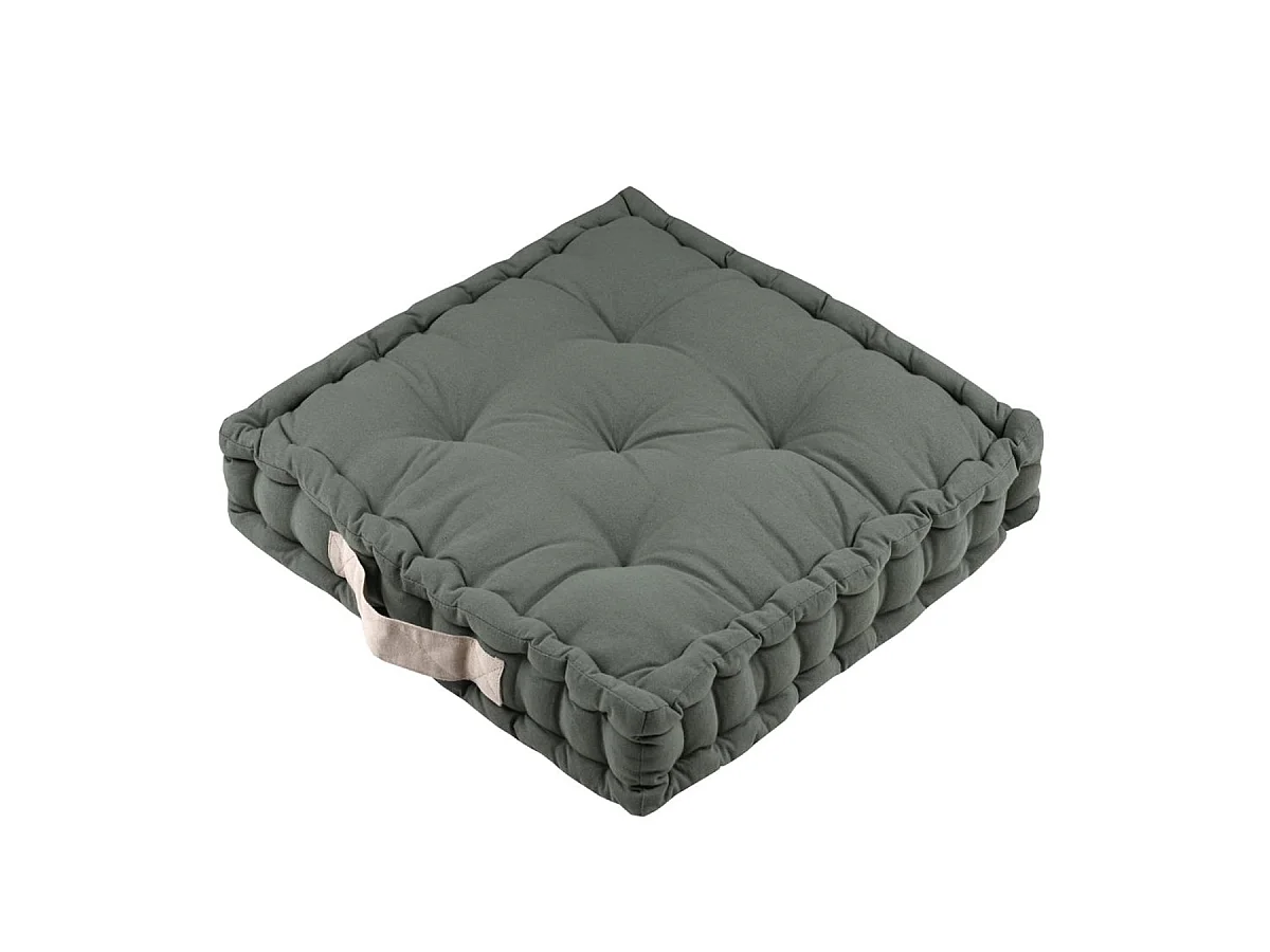 Epais coussin de sol en coton uni vert