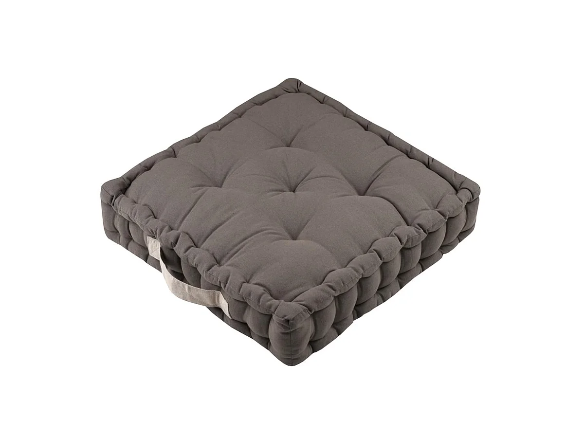 Epais coussin de sol en coton uni taupe