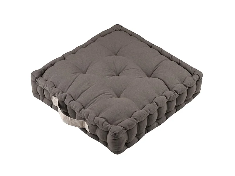 Epais coussin de sol en coton uni taupe