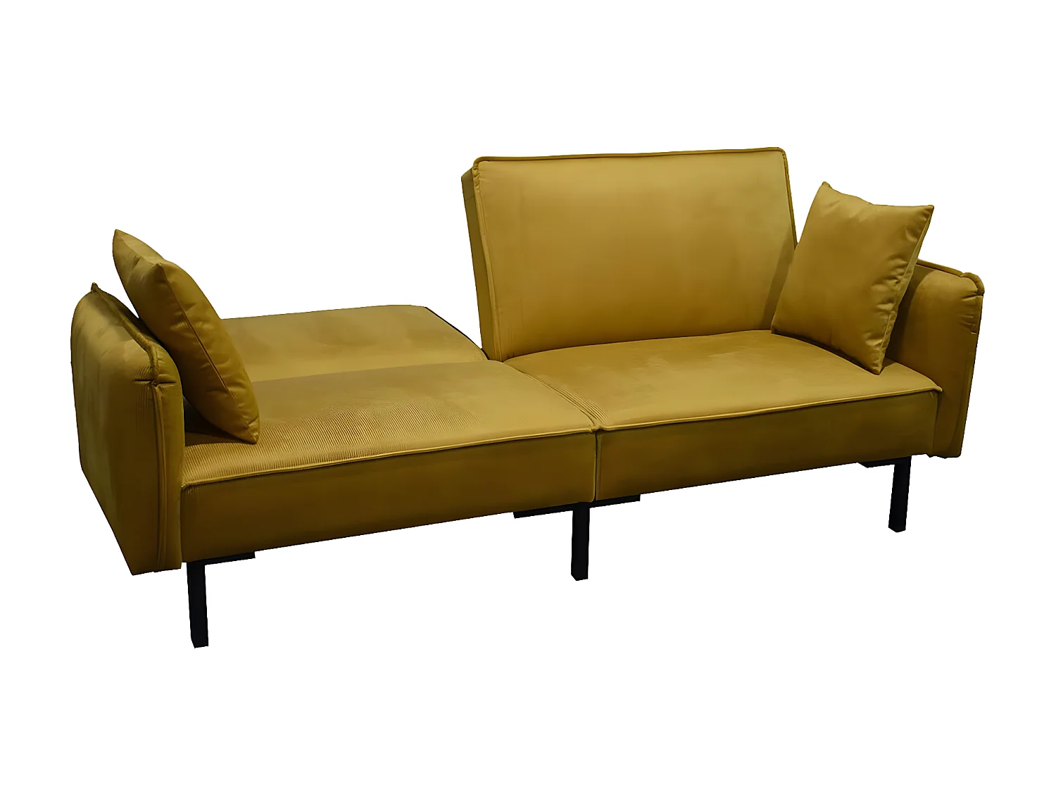 KONAE - Canapé Convertible Bois d'Eucalyptus Velours Ocre