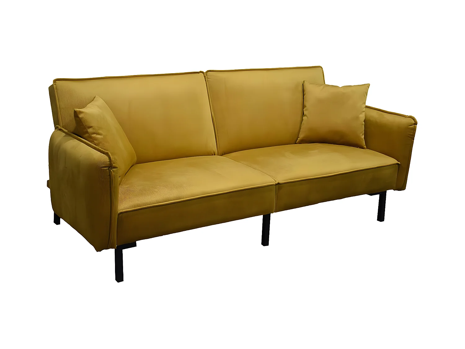 KONAE - Canapé Convertible Bois d'Eucalyptus Velours Ocre