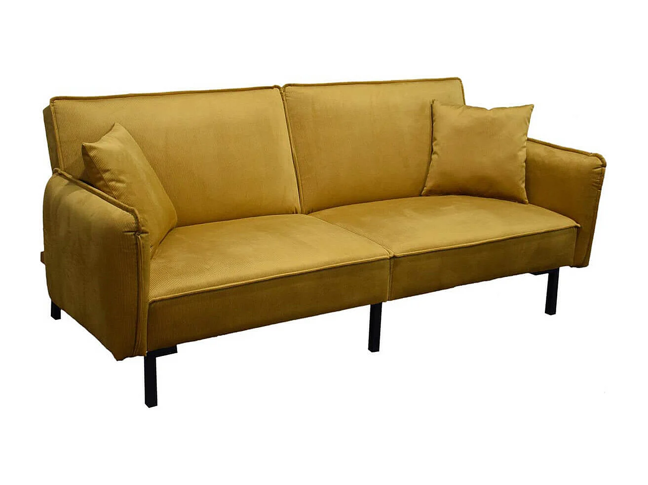 KONAE - Canapé Convertible Bois d'Eucalyptus Velours Ocre