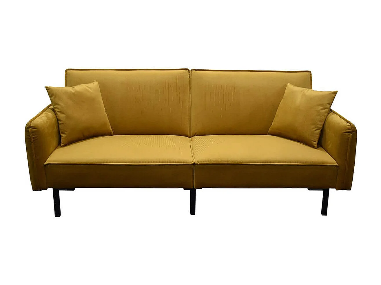 KONAE - Canapé Convertible Bois d'Eucalyptus Velours Ocre