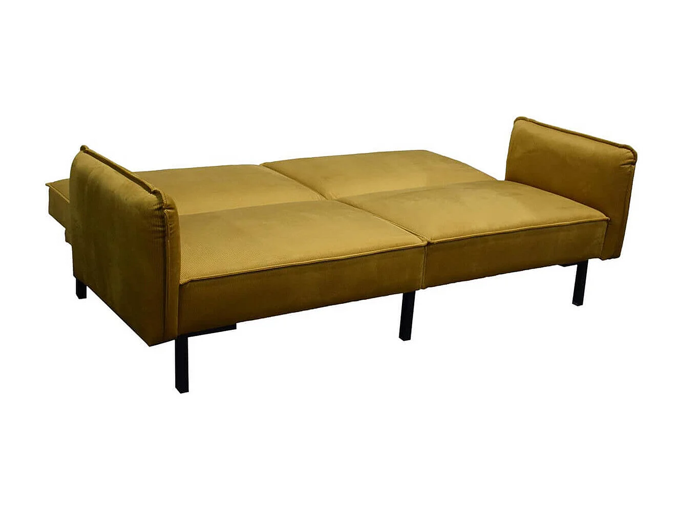 KONAE - Canapé Convertible Bois d'Eucalyptus Velours Ocre