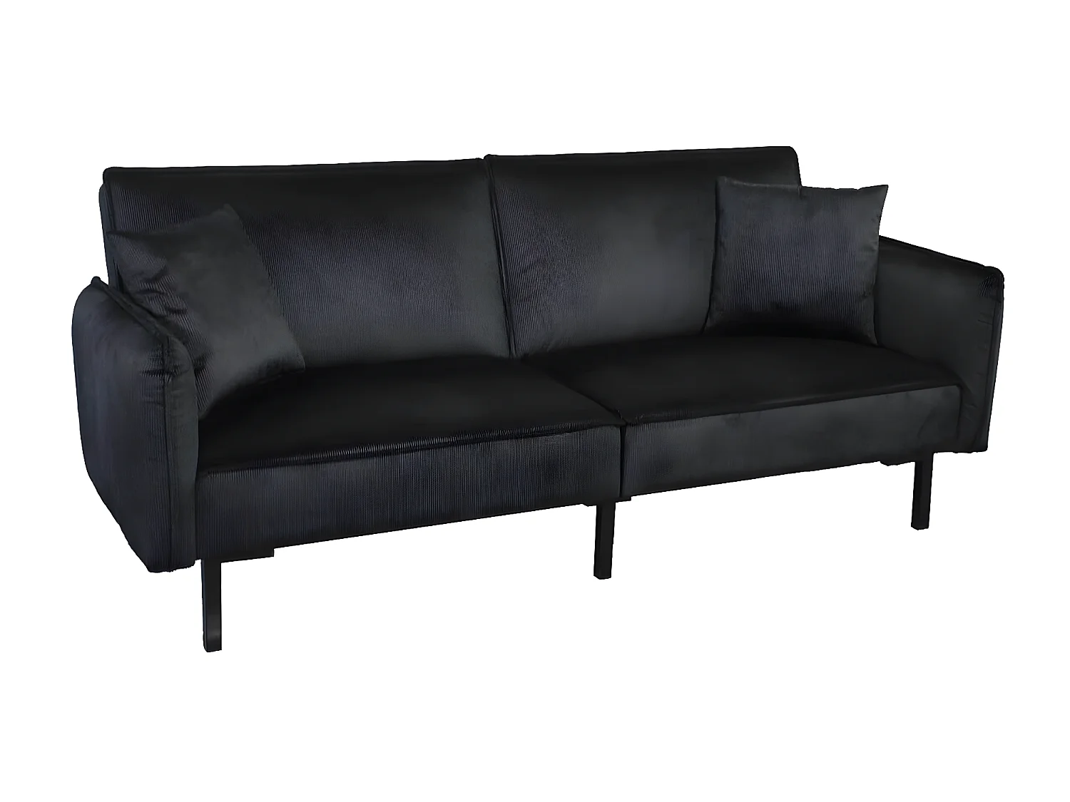 KONAE - Canapé Convertible Bois d'Eucalyptus Velours Noir