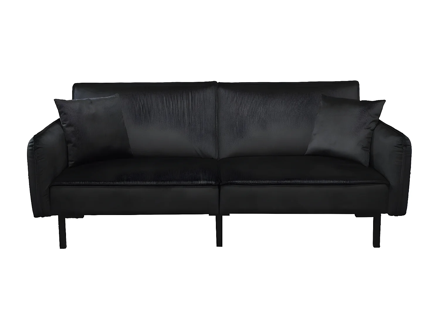 KONAE - Canapé Convertible Bois d'Eucalyptus Velours Noir