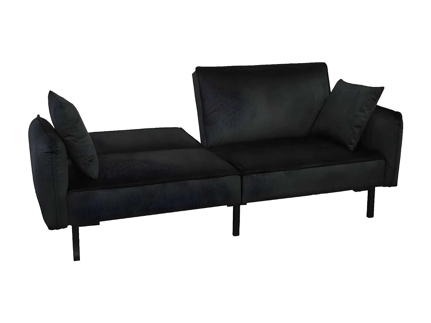 KONAE - Canapé Convertible Bois d'Eucalyptus Velours Noir