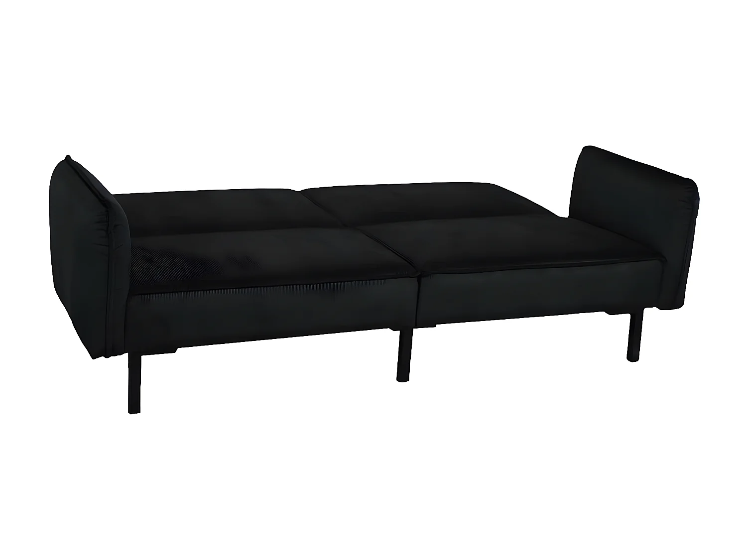 KONAE - Canapé Convertible Bois d'Eucalyptus Velours Noir