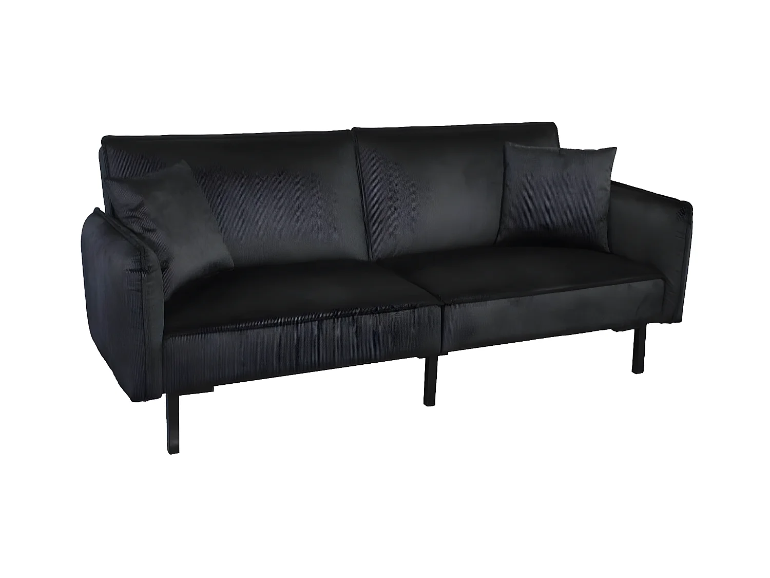 KONAE - Canapé Convertible Bois d'Eucalyptus Velours Noir