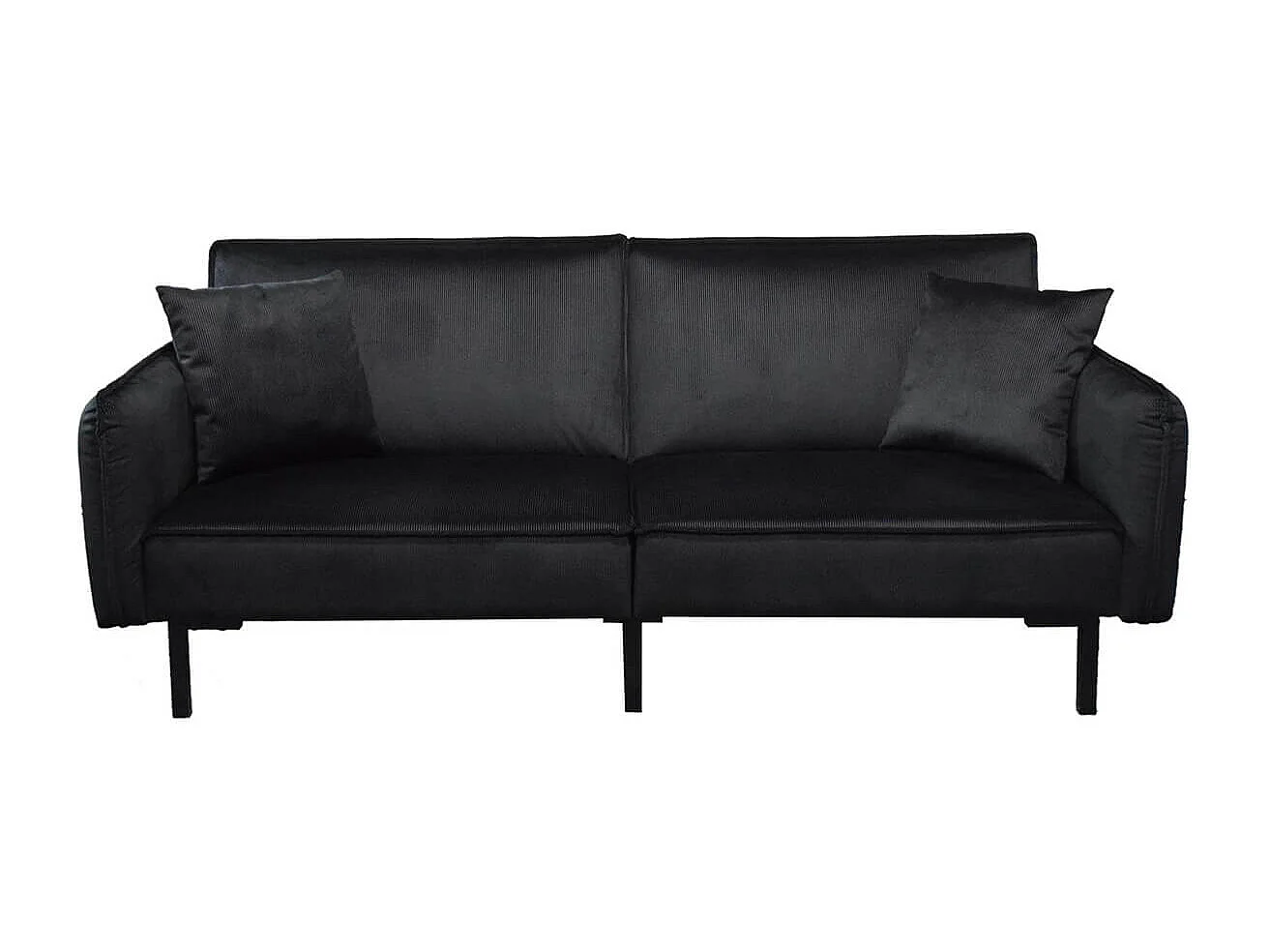 KONAE - Canapé Convertible Bois d'Eucalyptus Velours Noir