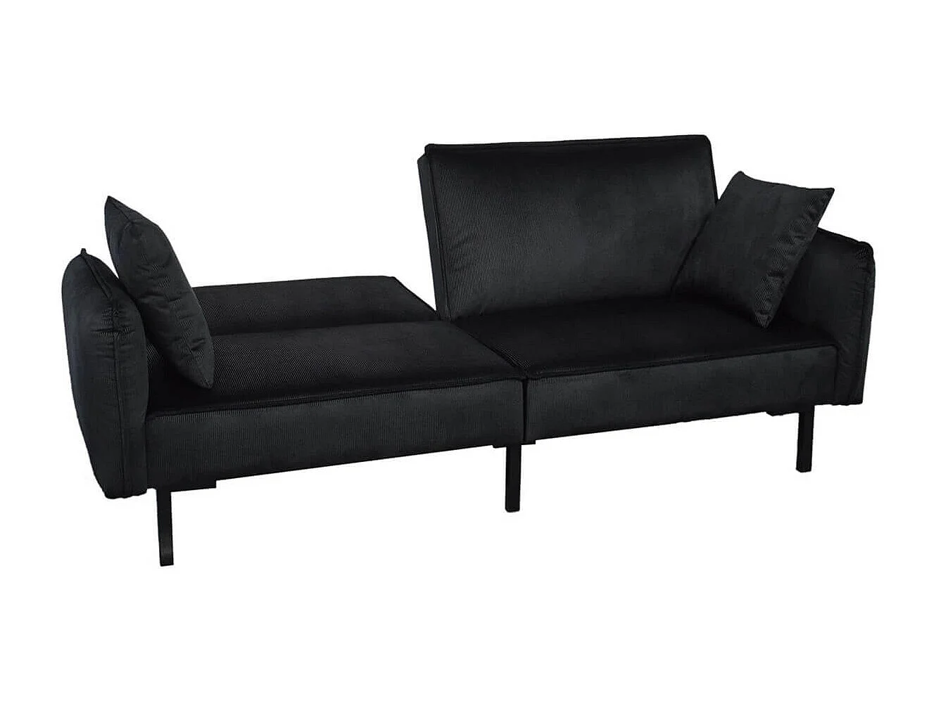 KONAE - Canapé Convertible Bois d'Eucalyptus Velours Noir