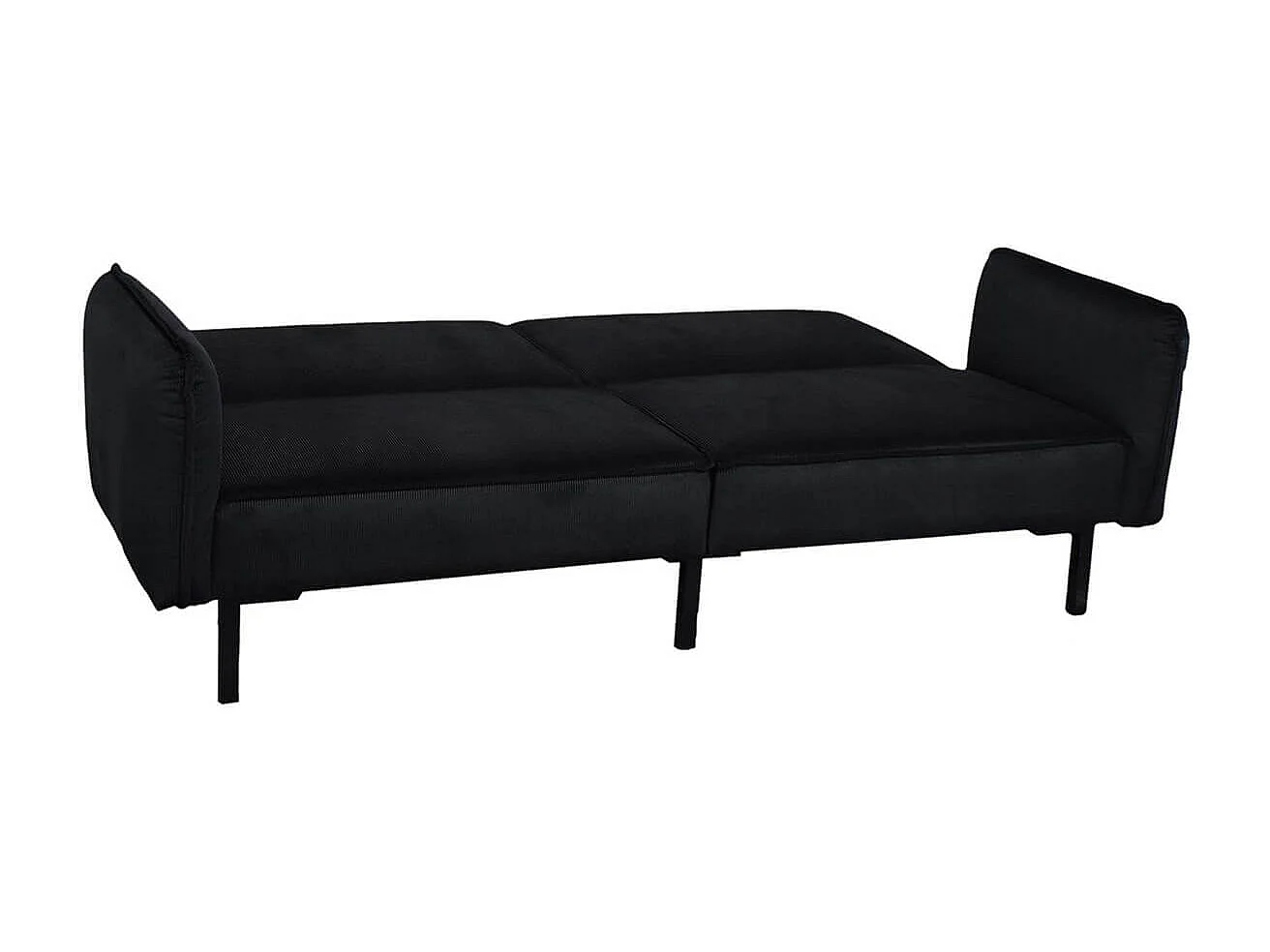 KONAE - Canapé Convertible Bois d'Eucalyptus Velours Noir