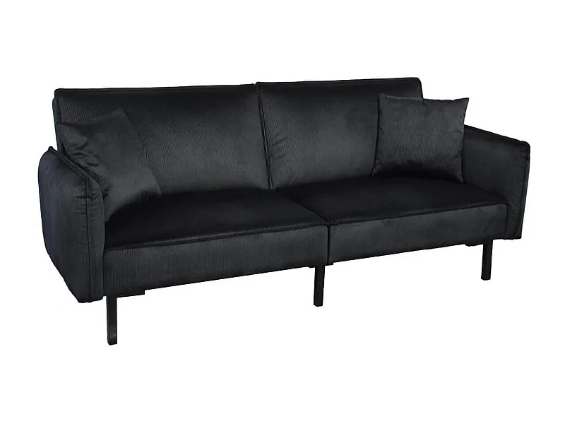 KONAE - Canapé Convertible Bois d'Eucalyptus Velours Noir
