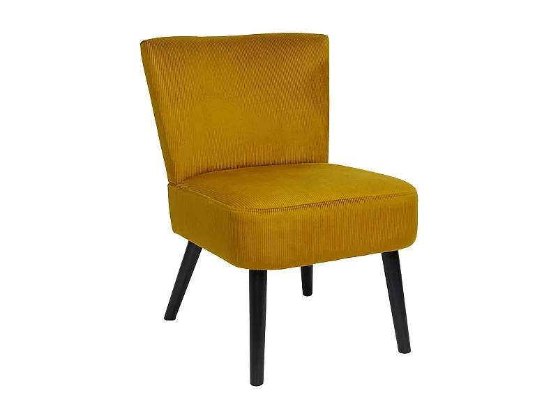 KONAE - Fauteuil Crapaud en Velours Côtelé Ocre