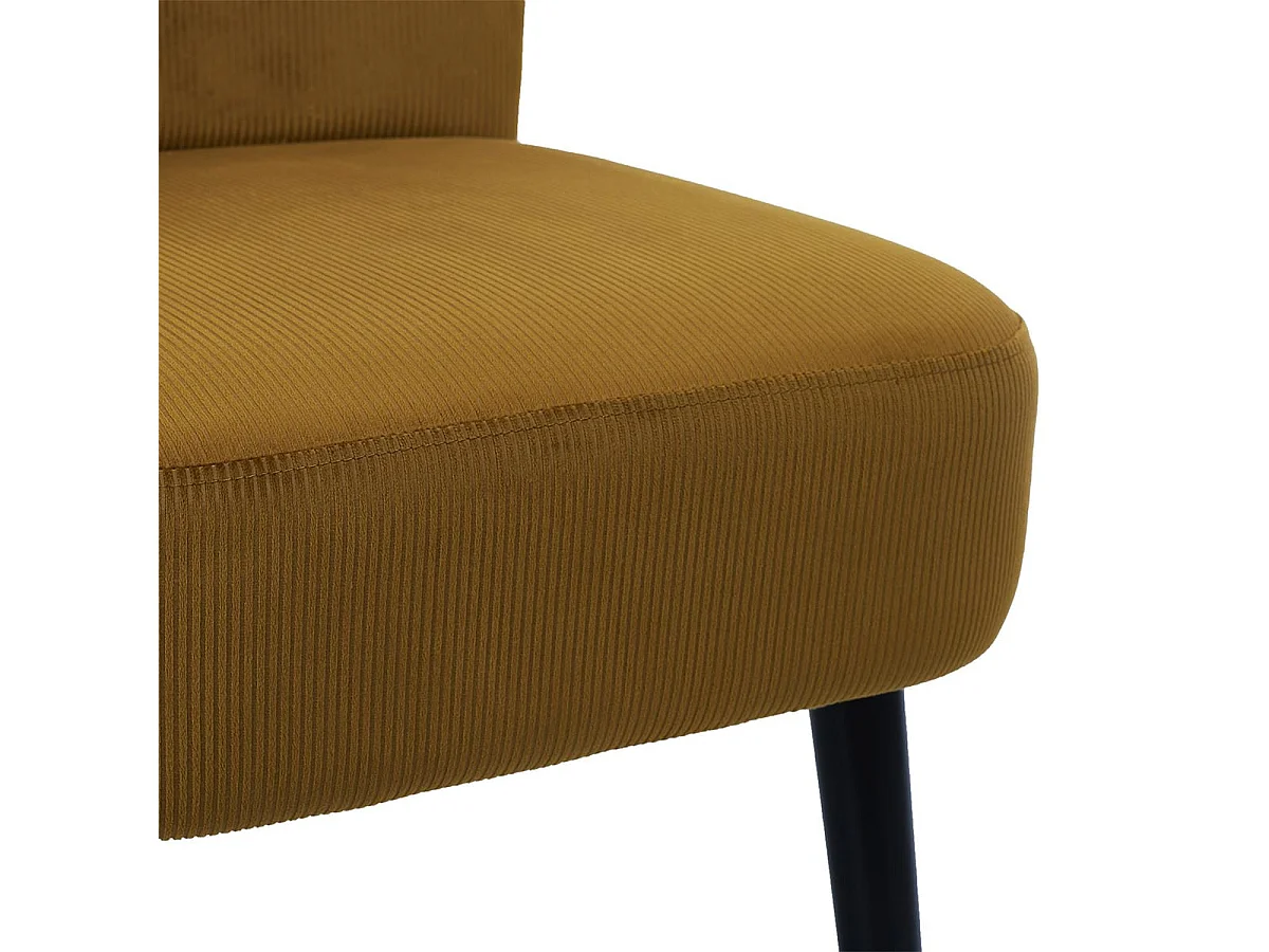 KONAE - Fauteuil Crapaud en Velours Côtelé Ocre