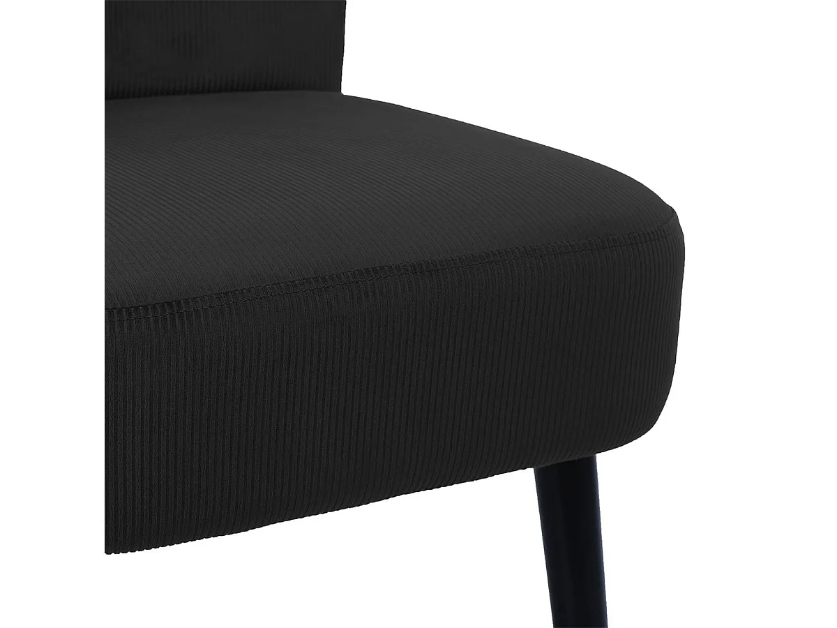 KONAE - Fauteuil Crapaud en Velours Côtelé Noir