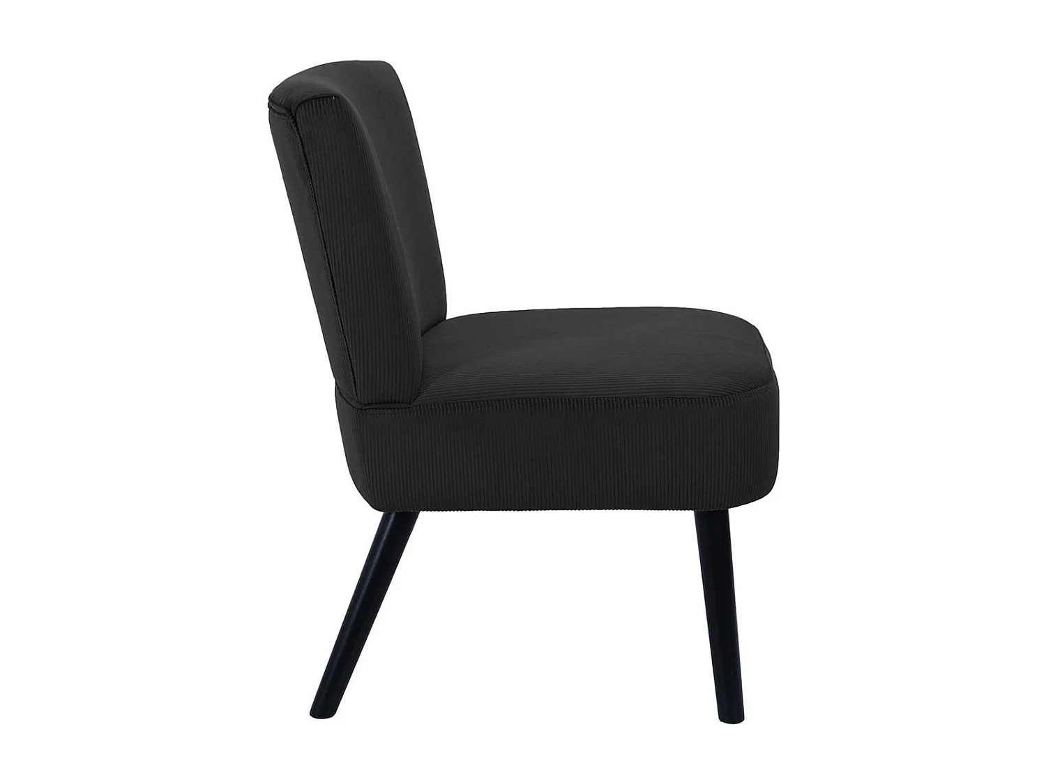 KONAE - Fauteuil Crapaud en Velours Côtelé Noir