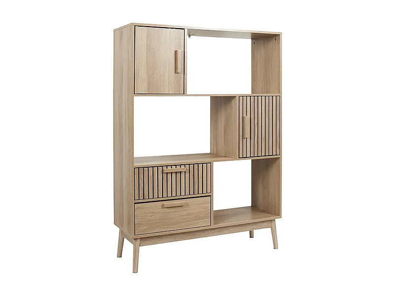 PAJAN - Bibliothèque Etagère Effet Bois avec Tasseaux