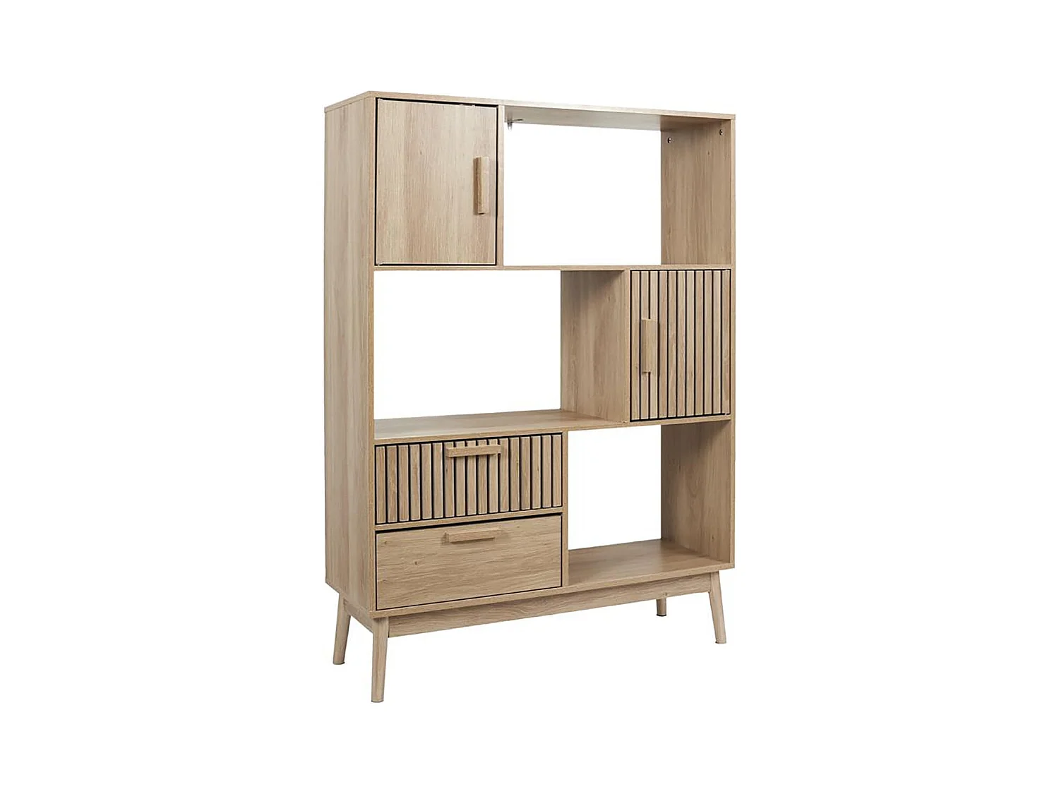 PAJAN - Bibliothèque Etagère Effet Bois avec Tasseaux