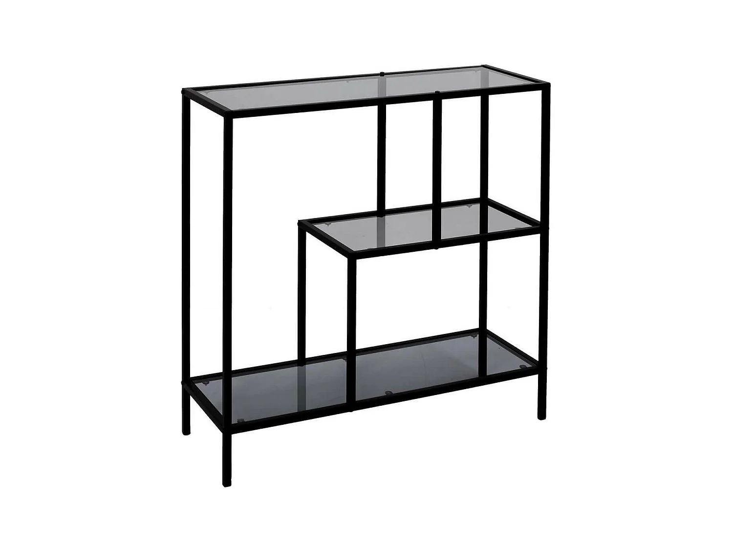 ENDIS - Etagère 3 Niveaux Verre Fumé et Métal Blanc