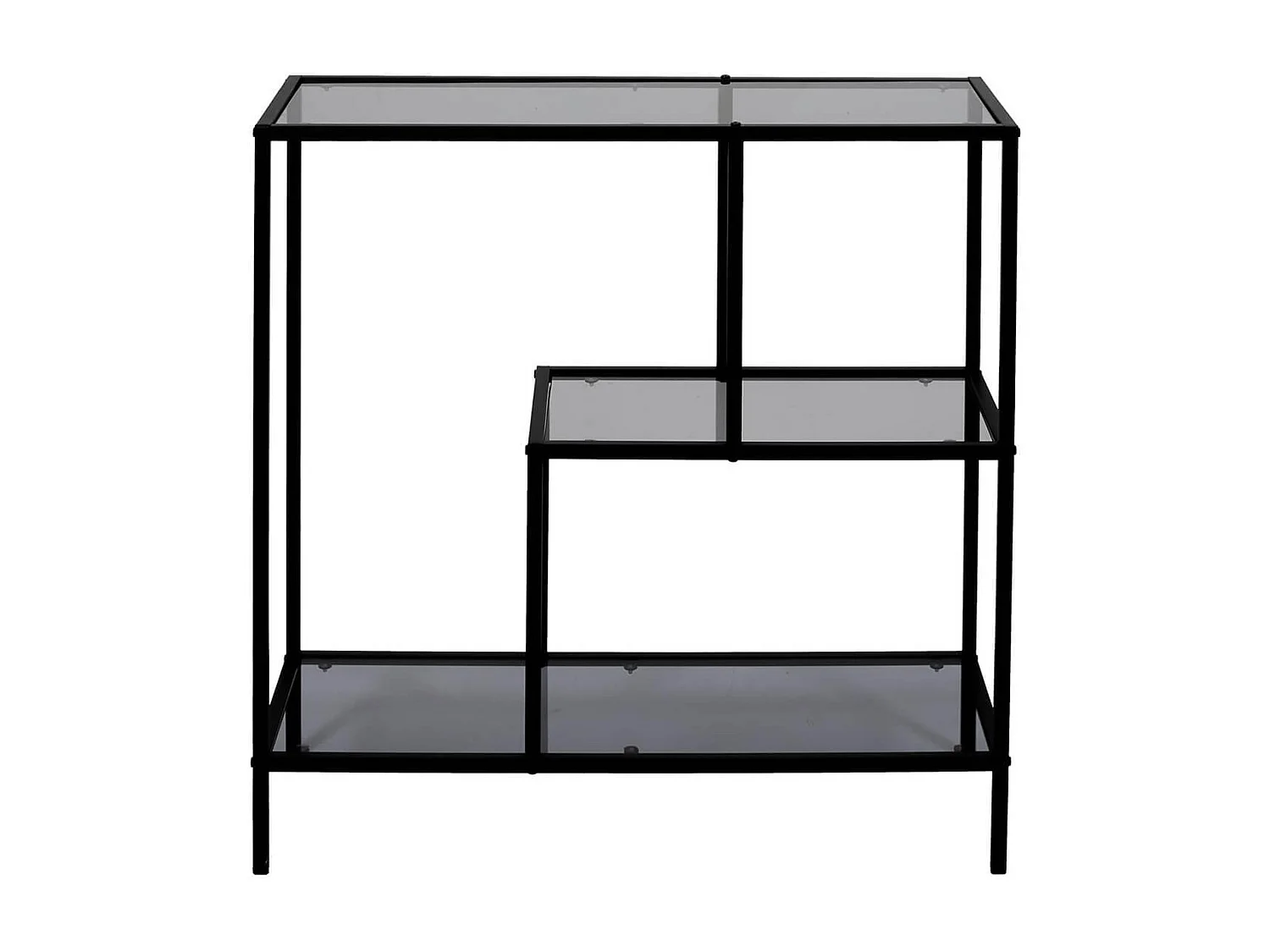 ENDIS - Etagère 3 Niveaux Verre Fumé et Métal Blanc