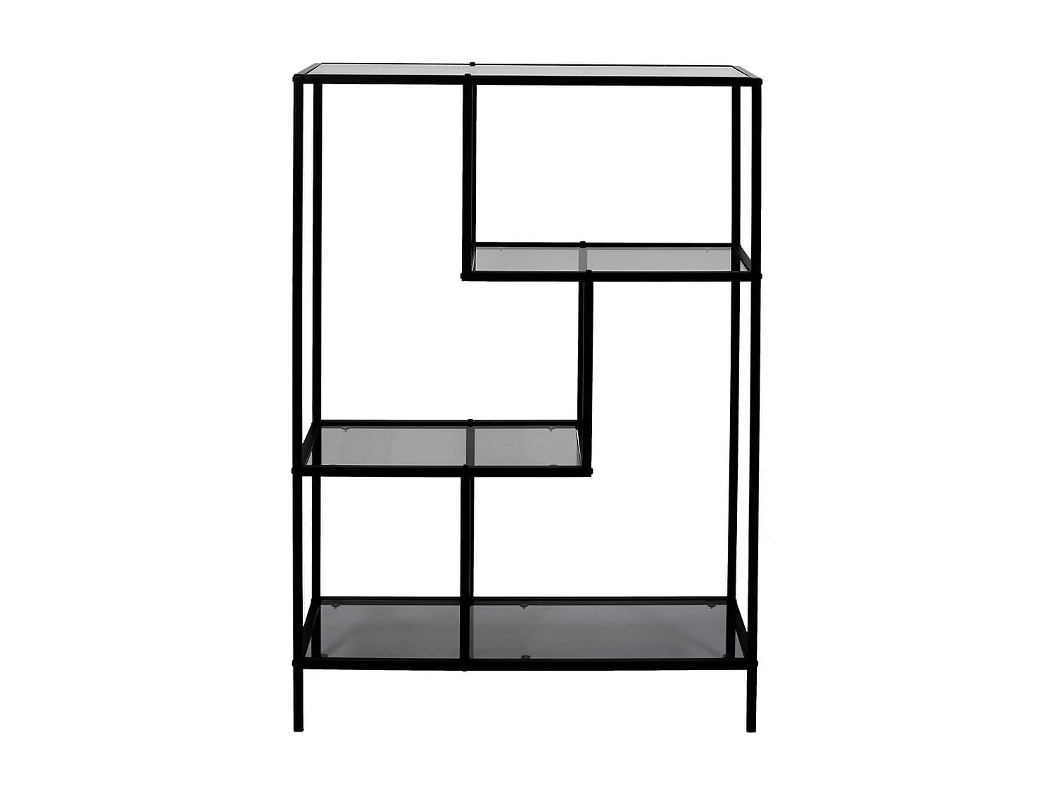 ENDIS - Etagère 4 Niveaux Verre Fumé et Métal Blanc