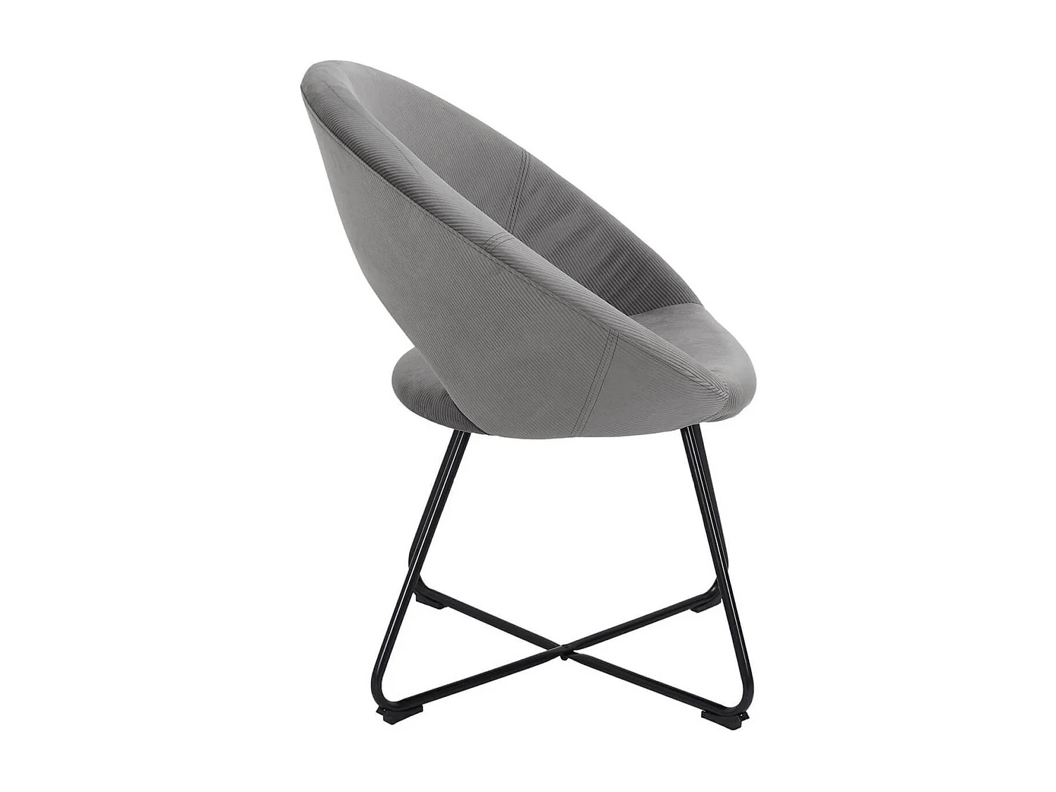 KONAE - Fauteuil Rond Ajouré en Velours Côtelé Gris