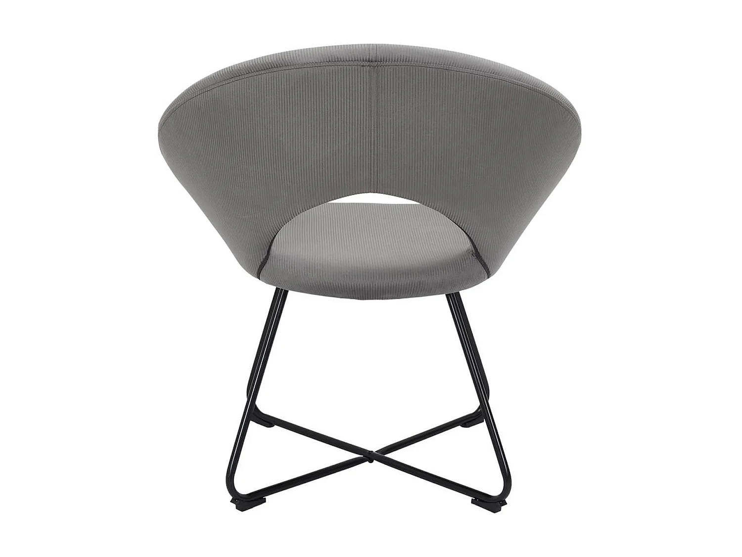 KONAE - Fauteuil Rond Ajouré en Velours Côtelé Gris