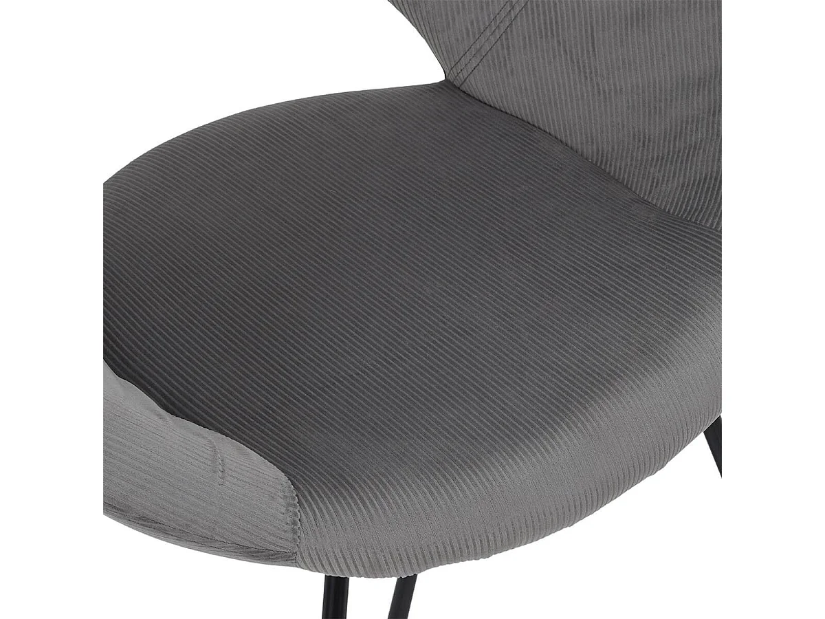 KONAE - Fauteuil Rond Ajouré en Velours Côtelé Gris