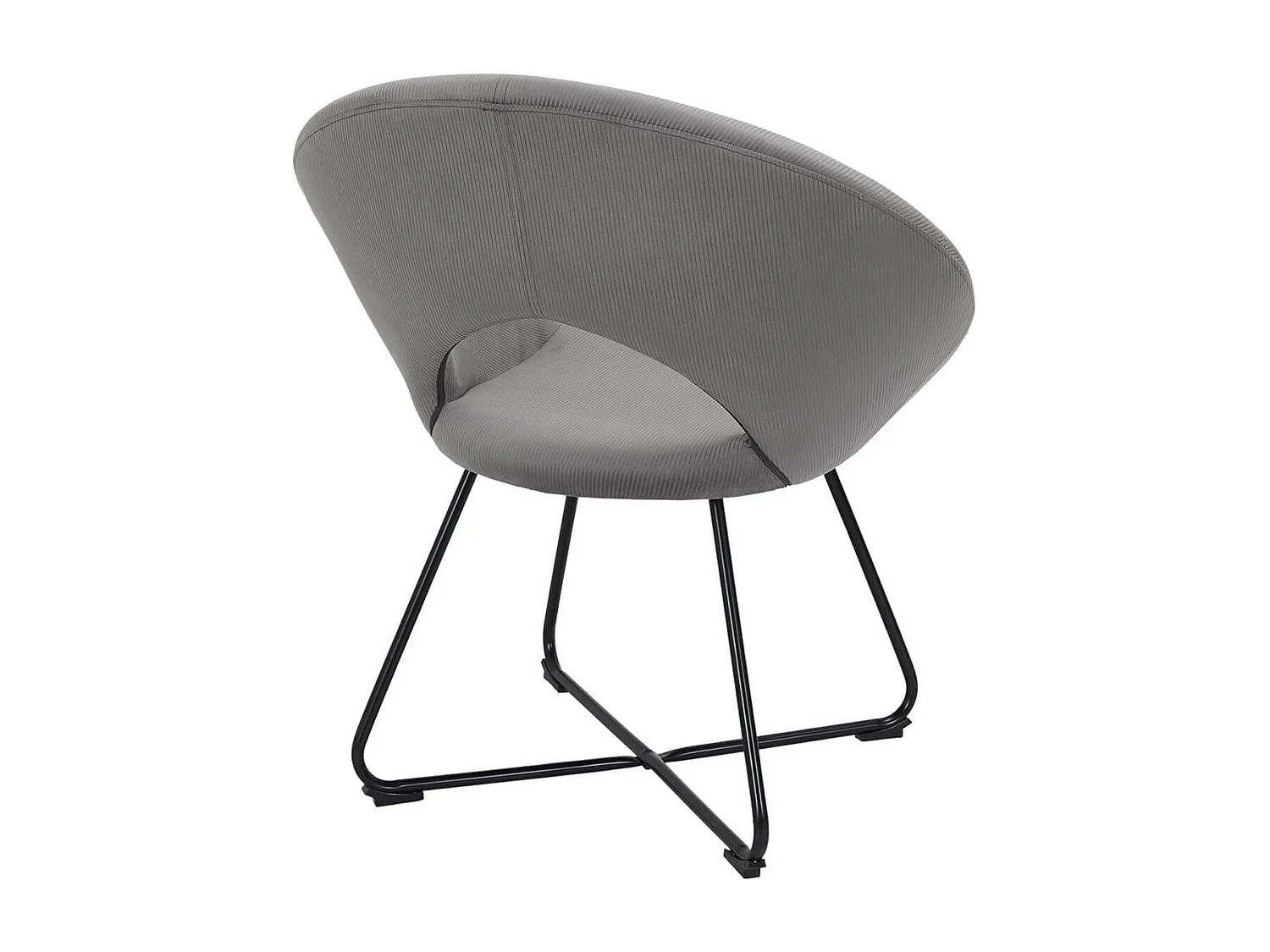 KONAE - Fauteuil Rond Ajouré en Velours Côtelé Gris