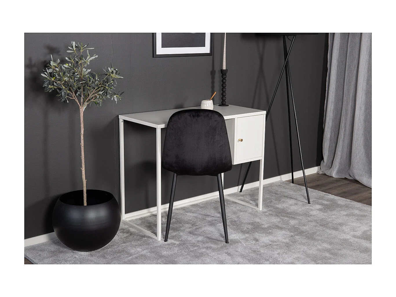 Bureau Design Avec Porte "Bakal" 95cm Blanc