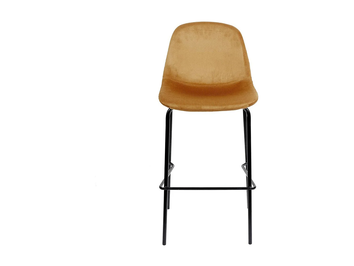 KONAE - Lot de 2 Tabourets de Bar en Velours Côtelé Ocre