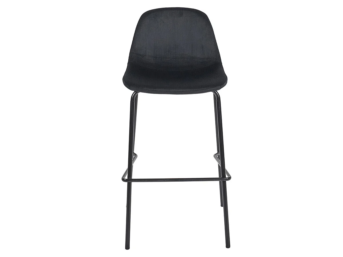 KONAE - Lot de 4 Tabourets de Bar en Velours Côtelé Noir