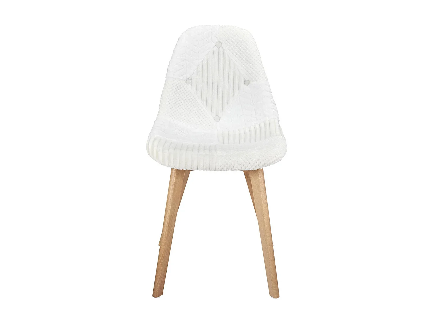 ROHAN - Lot de 4 Chaises Imitation Laine Motif Patchwork Blanc