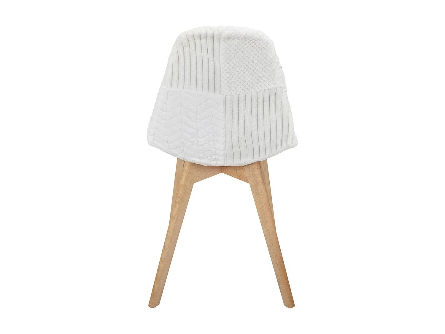 ROHAN - Lot de 4 Chaises Imitation Laine Motif Patchwork Blanc