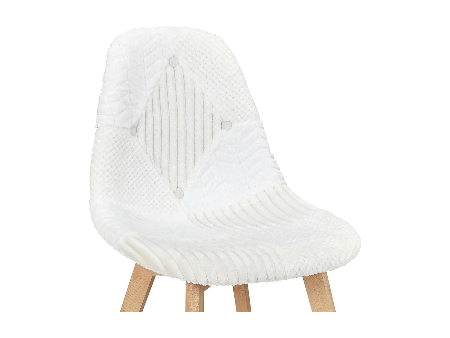 ROHAN - Lot de 2 Chaises Imitation Laine Motif Patchwork Blanc