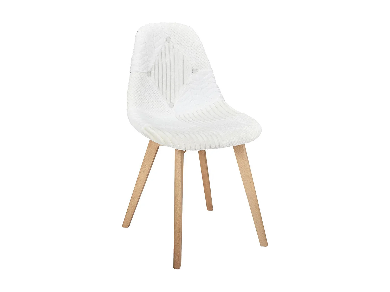 ROHAN - Lot de 2 Chaises Imitation Laine Motif Patchwork Blanc