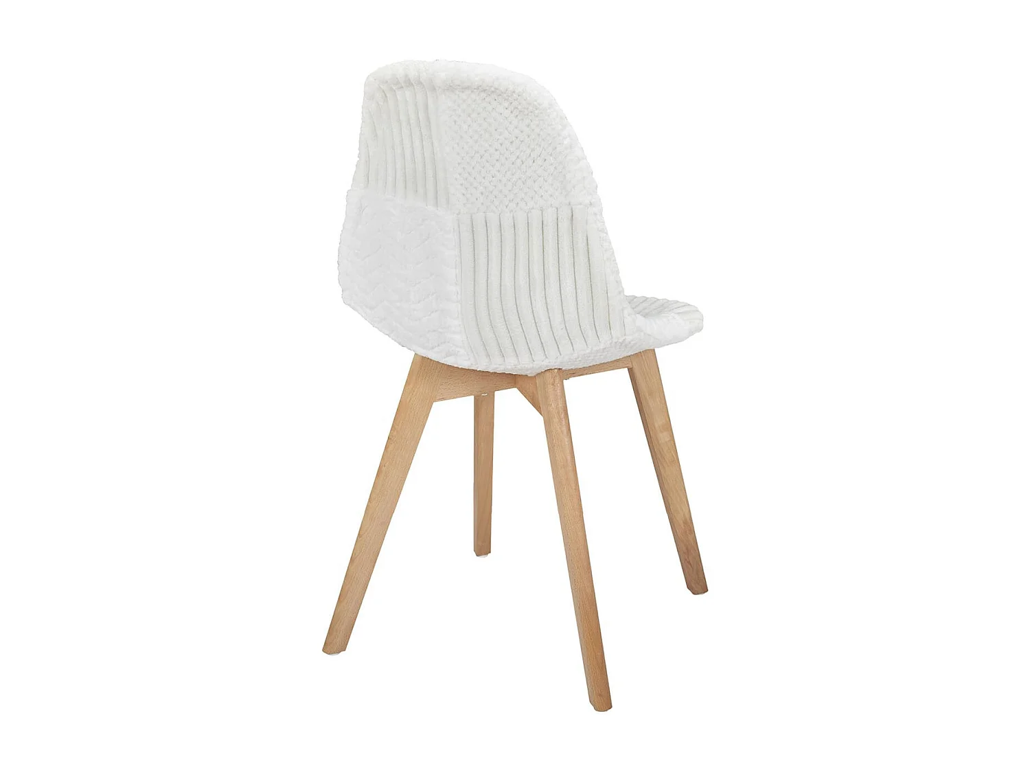 ROHAN - Lot de 6 Chaises Imitation Laine Motif Patchwork Blanc