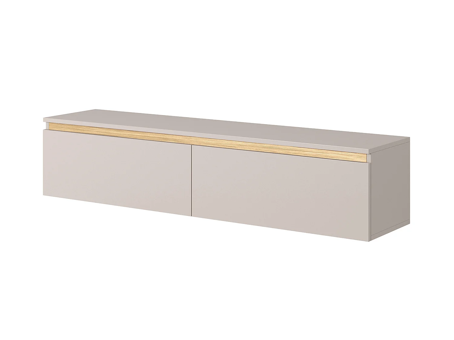 Meuble TV - 140 cm - taupe (gris-beige) avec garniture dorée - Seney