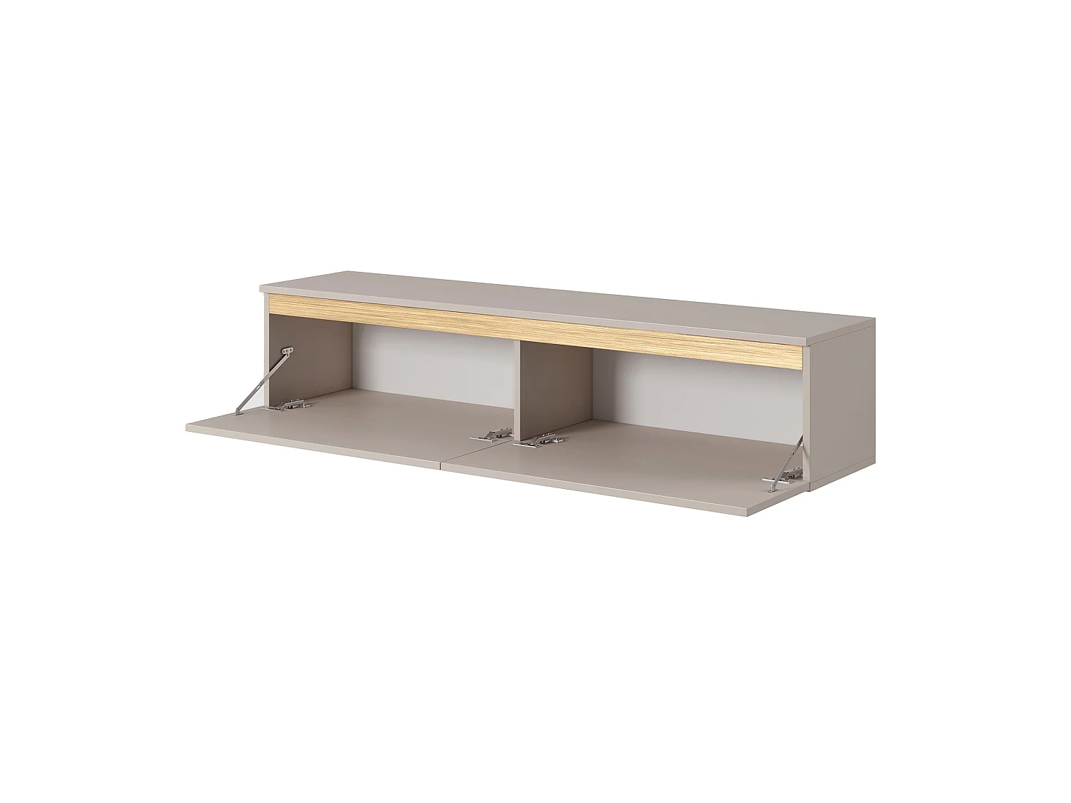 Meuble TV - 140 cm - taupe (gris-beige) avec garniture dorée - Seney