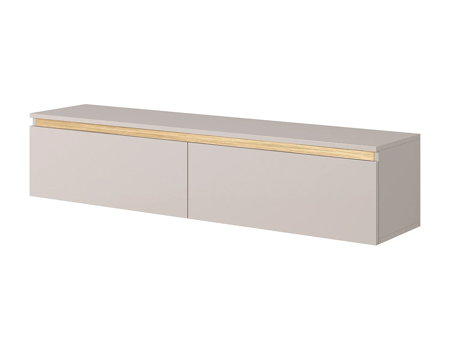 Meuble TV - 140 cm - taupe (gris-beige) avec garniture dorée - Seney