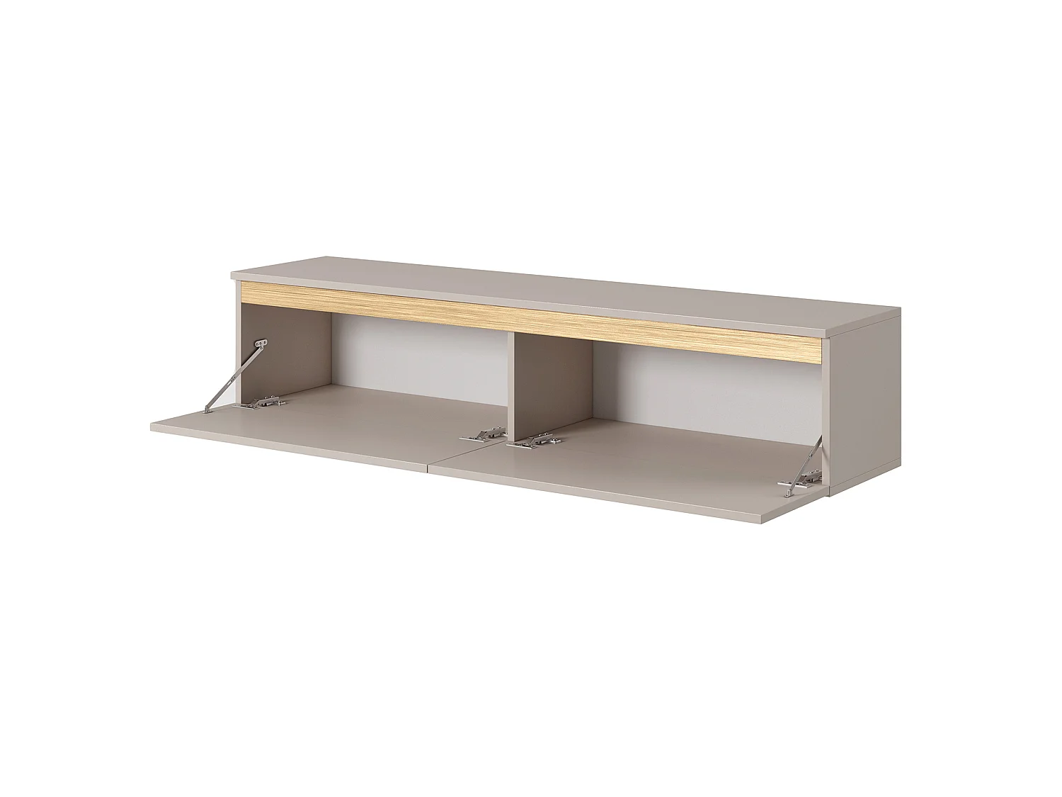 Meuble TV - 140 cm - taupe (gris-beige) avec garniture dorée - Seney